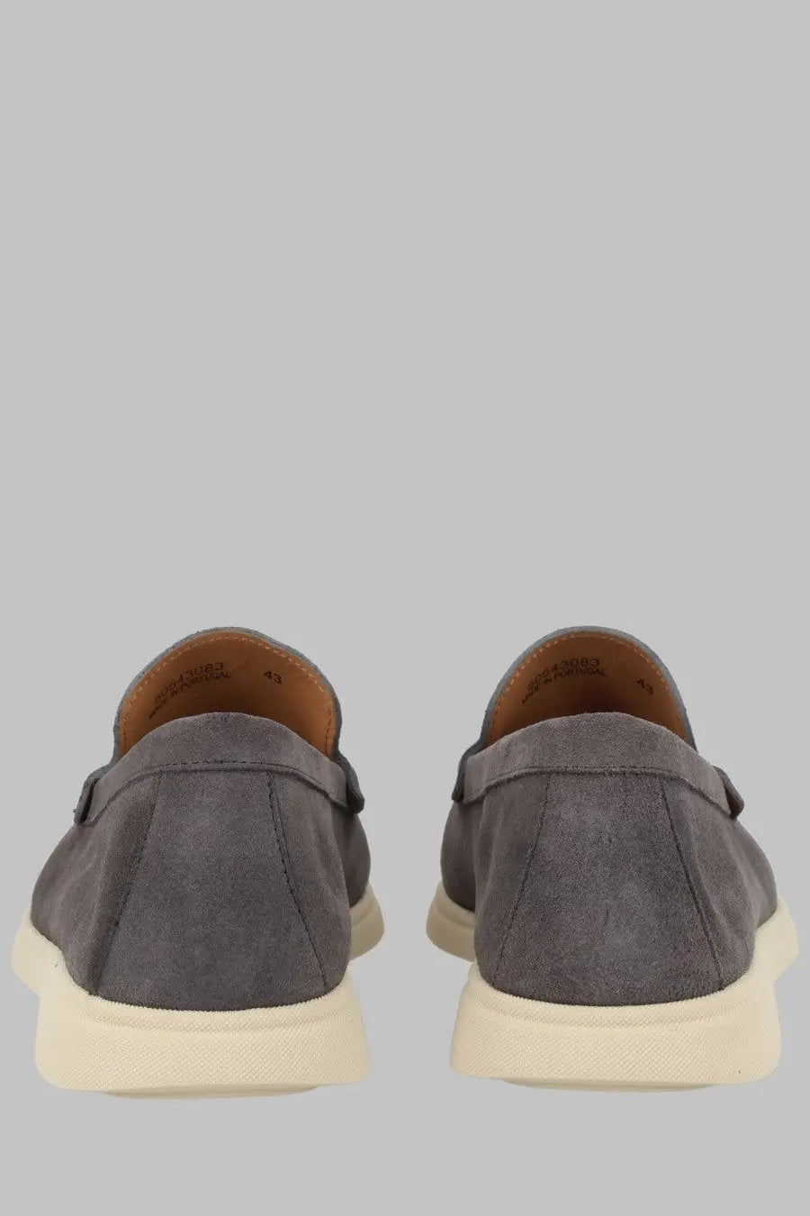 Boss men’s mocassino gray suede loafers with cream rubber sole for stylish comfortable wear