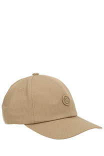 Beige cotton boss men’s monogram baseball hat with a subtle embroidered logo on the front