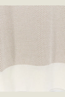 Boss men’s necasio knit sweater in beige and white with textured honeycomb pattern made of silk and cotton
