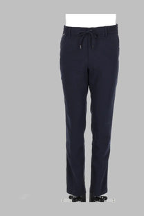 Boss men’s pantalone Kane1 slim fit dark navy blue drawstring pants with sleek straight-leg cut and subtle texture