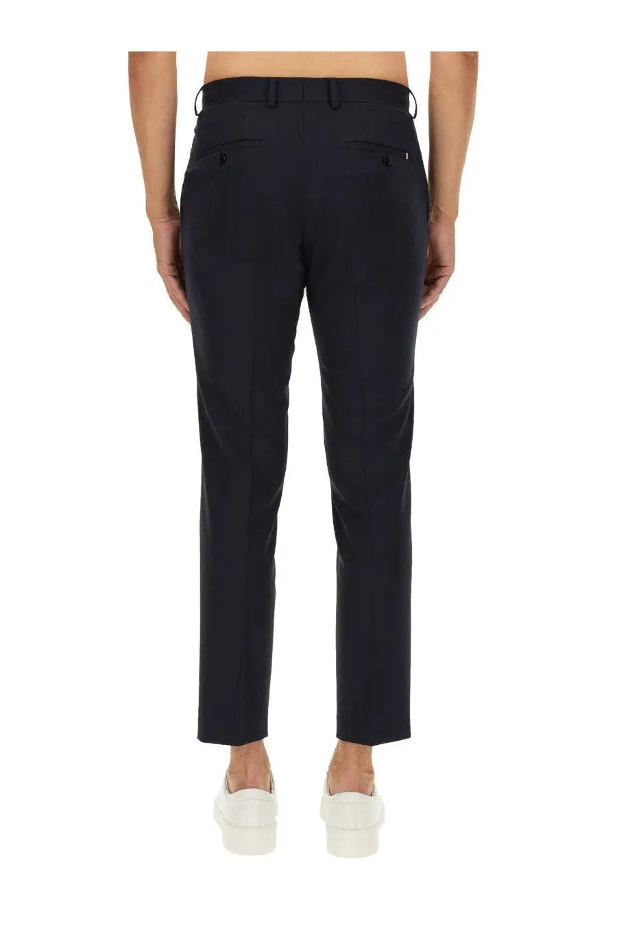 Black tailored trousers with sleek straight-leg cut and subtle stitching details from BOSS mens pants george blue collection