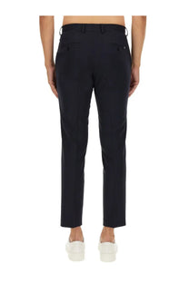 Black tailored trousers with sleek straight-leg cut and subtle stitching details from BOSS mens pants george blue collection