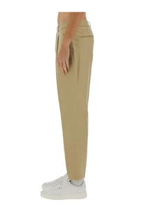 BOSS men’s perin beige tailored khaki trousers with sleek straight-leg cut and subtle pleats at the waistband