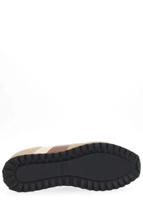 BOSS men’s parkour sneaker brown beige and brown striped with black rubber sole for casual wear