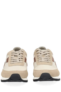 BOSS men’s Parkour sneaker brown beige and tan suede with brown leather accents on the sides