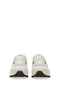 BOSS men’s parkour sneaker white in white and beige leather with black rubber soles for casual wear