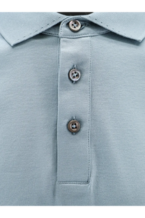 BOSS men’s Perry cotton polo shirt in light blue with three metallic buttons and classic collar