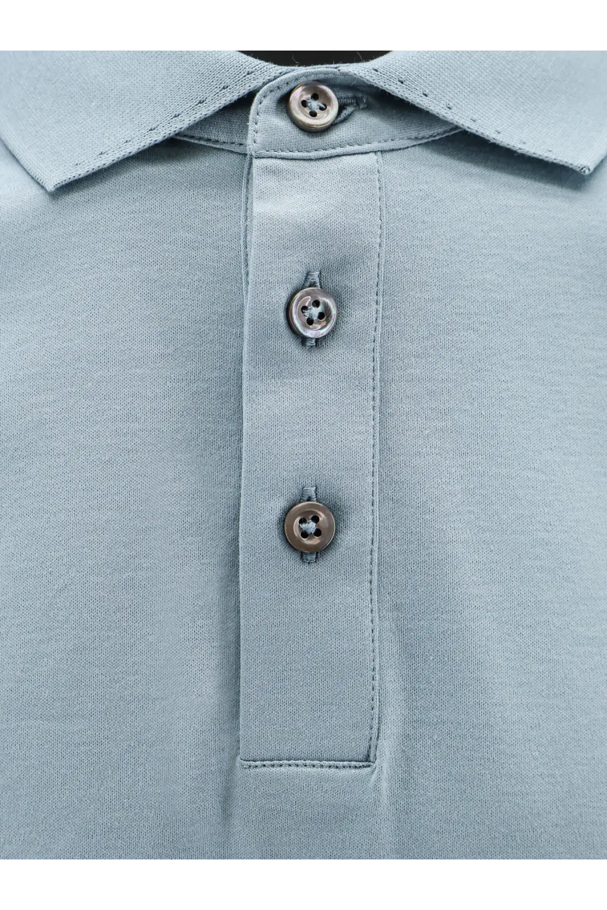 Boss men’s Perry cotton polo shirt in light blue with three metallic buttons and a classic collar