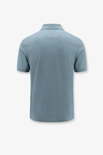 Boss men’s perry cotton polo shirt blue with light blue short sleeves, classic collar, and neatly stitched seams