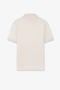 Boss men’s Perry cotton polo shirt in cream color with short sleeves and a minimalist crew neck design