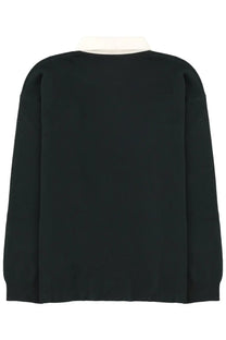 Boss men’s polo cenito green black long-sleeved sweater with contrasting white collar for casual wear
