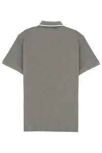 Boss men’s grey polo shirt with short sleeves and white collar made of soft breathable fabric for casual wear