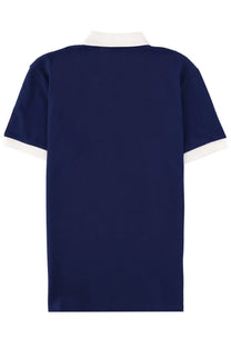 BOSS men’s polo paddy blue navy blue short-sleeved shirt with white collar and sleeve cuffs for casual wear