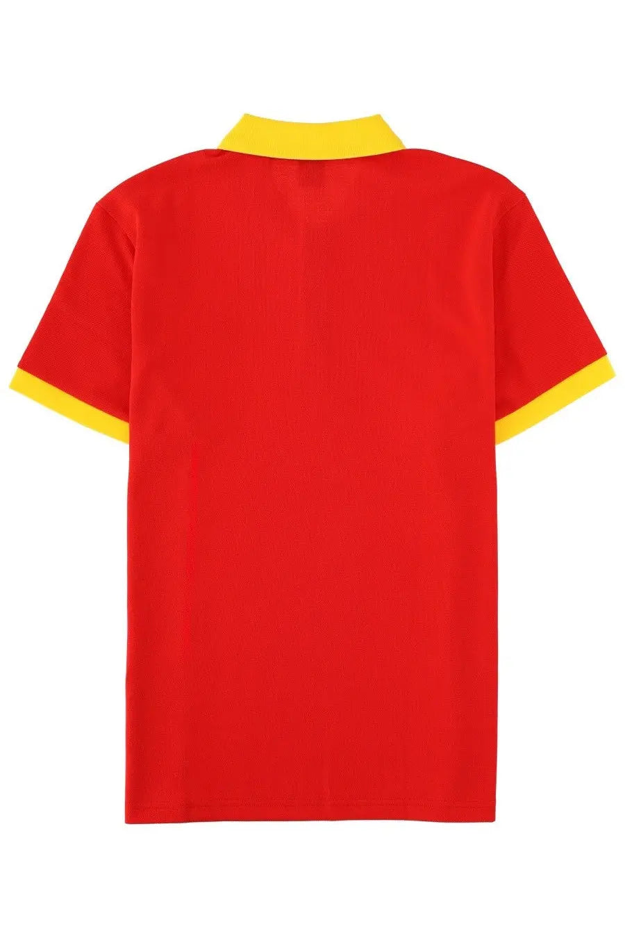 BOSS men’s polo paddy red short-sleeved shirt with yellow collar and sleeve cuffs perfect for casual wear