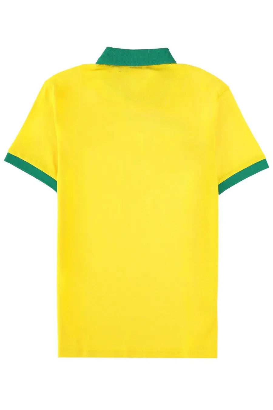 BOSS men’s polo paddy yellow with bright yellow fabric and green collar and sleeve trim for casual wear