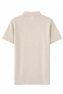 BOSS men’s beige polo press short-sleeved polo shirt with classic collar and subtle textured fabric