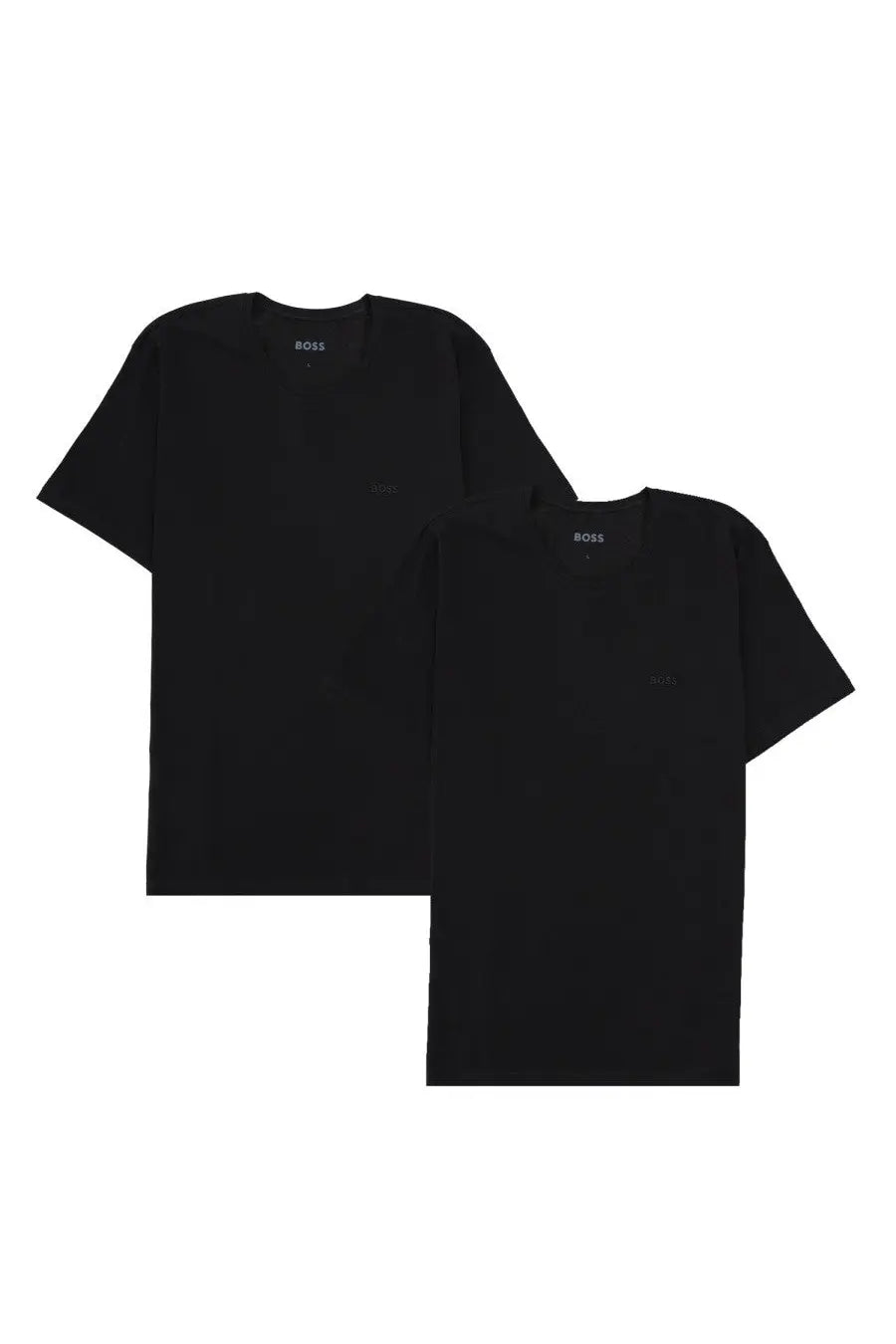 Black boss men’s short-sleeved t-shirts with subtle logo embroidery on chest and collar in sleek black fabric