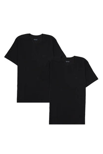 BOSS men’s set DA Due black short-sleeved t-shirts with subtle logo embroidery on chest and collar