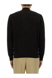 Boss men’s black long-sleeved knit sweater with a high collar perfect for stylish seasonal wear
