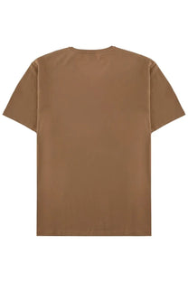 Boss men’s shirt brown plain tan cotton t-shirt with simple crew neck and short sleeves