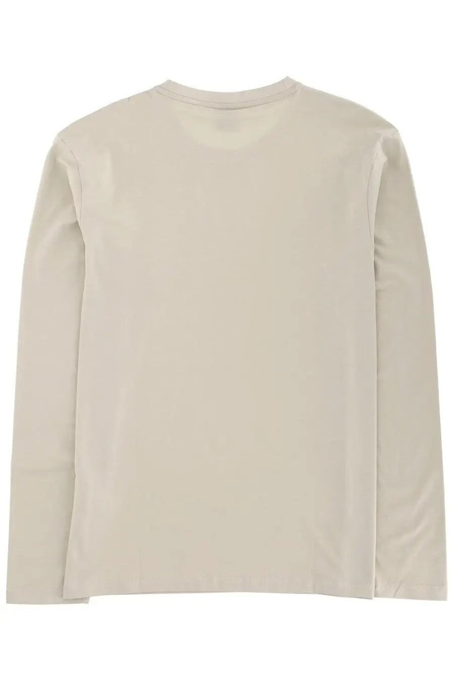 BOSS men’s shirt chark beige long-sleeved crew neck t-shirt made of soft cotton fabric