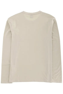 BOSS men’s shirt chark beige long-sleeved crew neck t-shirt made of soft cotton fabric