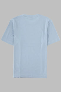 Boss men’s light blue short-sleeved crew neck shirt made of soft breathable fabric for casual wear
