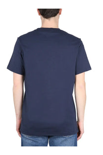 Boss men’s navy blue cotton t-shirt with printed design perfect for casual wear