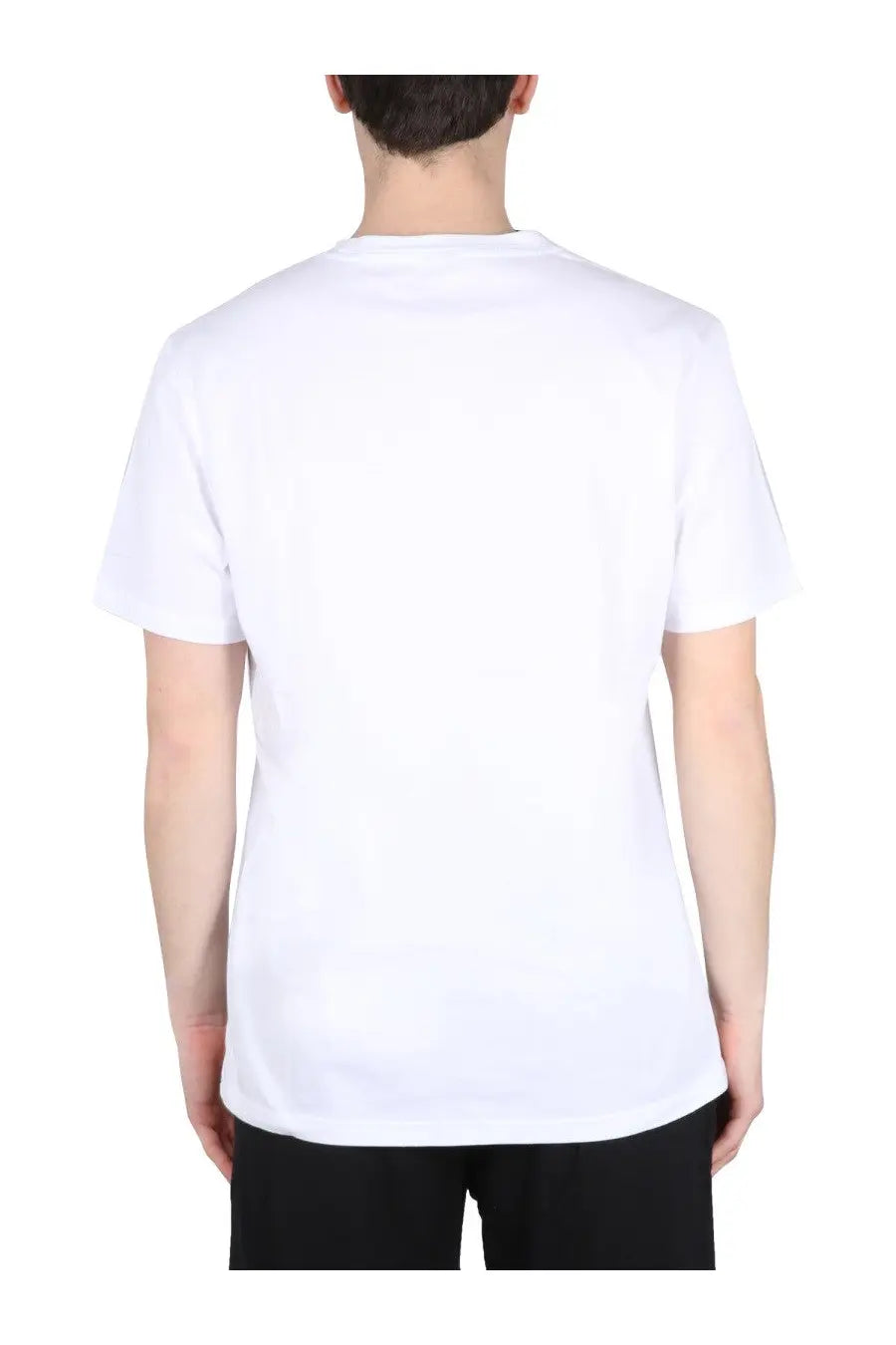Boss men’s white cotton t-shirt with simple crew neck and short sleeves featuring a printed design