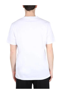 Boss men’s white cotton t-shirt with simple crew neck and short sleeves featuring a printed design