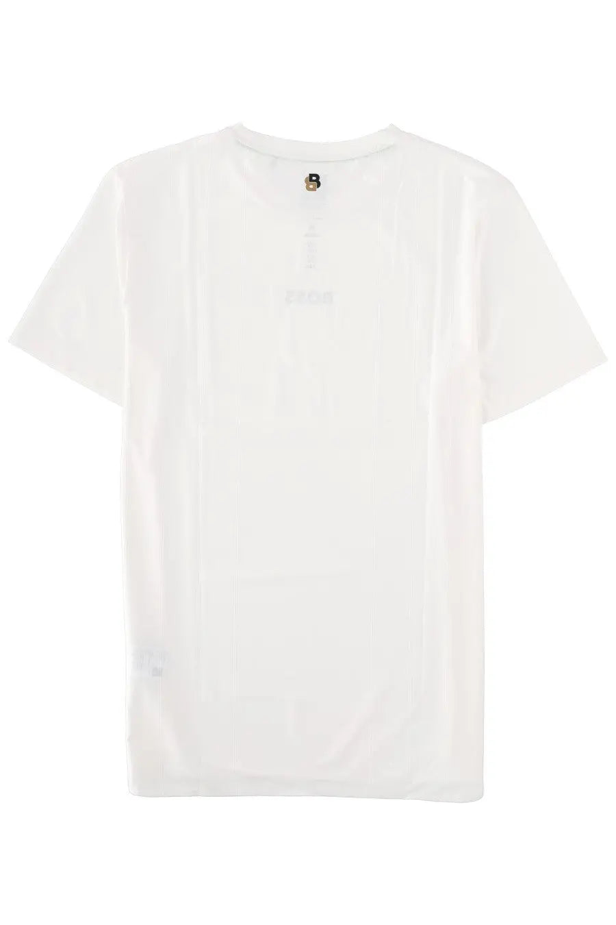 Boss men’s white cotton shirt con t-shirt with subtle logo and brand tag at the neckline