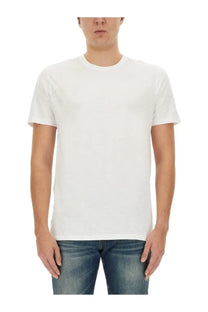 Boss men’s white cotton crew neck t-shirt showcasing soft breathable fabric and classic fit