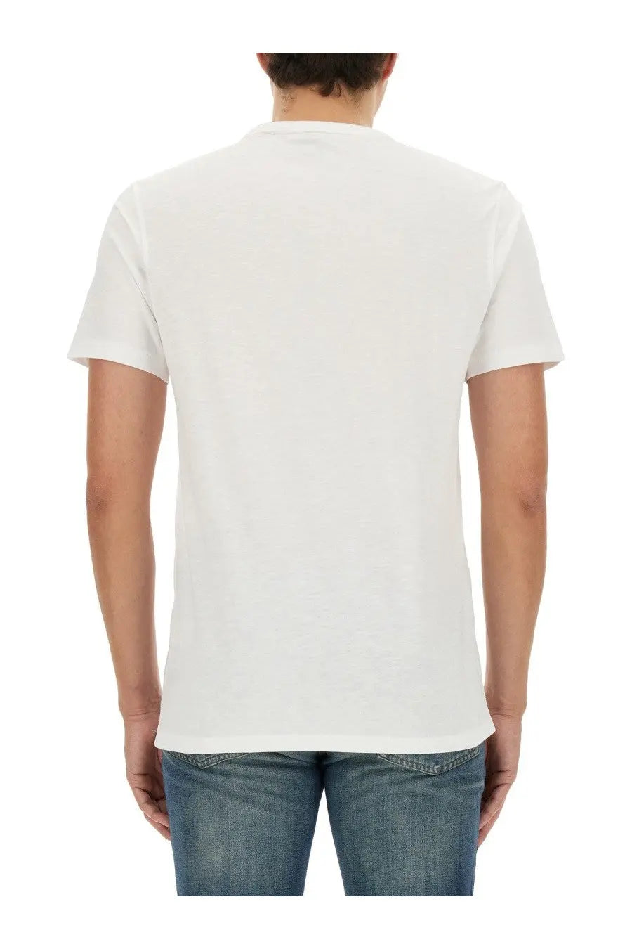 White cotton t-shirt by boss mens shirt featuring a classic crew neck and short sleeves in cotone white