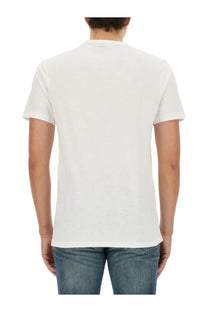 White cotton t-shirt by boss mens shirt featuring a classic crew neck and short sleeves in cotone white