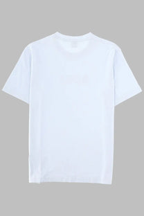 White cotton t-shirt with a subtle logo on the chest from the BOSS men’s shirt terrace con blue collection