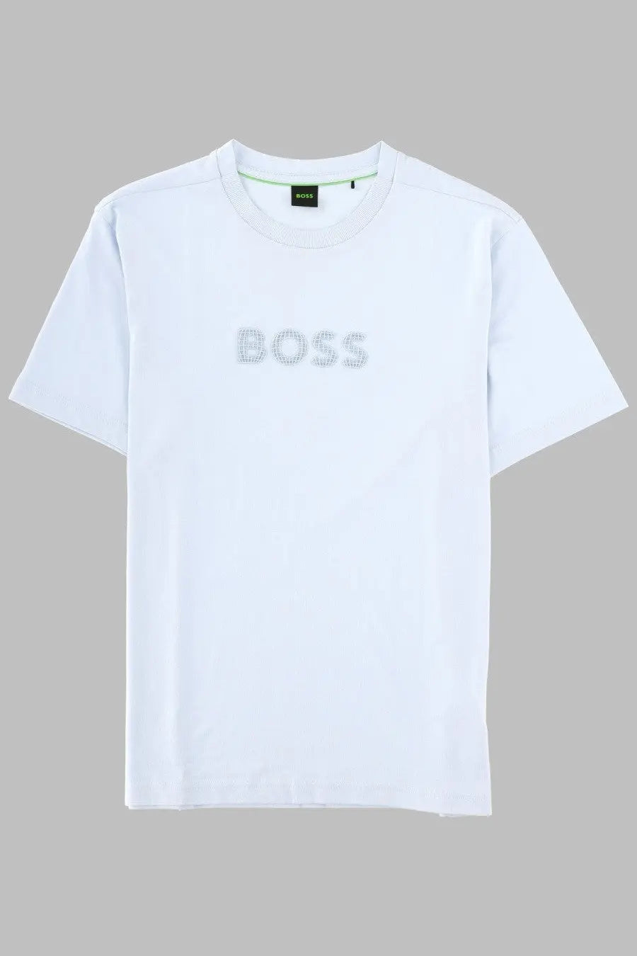 White boss mens t-shirt terrace con blue with subtle sparkling boss logo across the chest