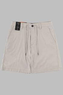 Boss men’s beige drawstring shorts with button closure and front pockets for casual wear