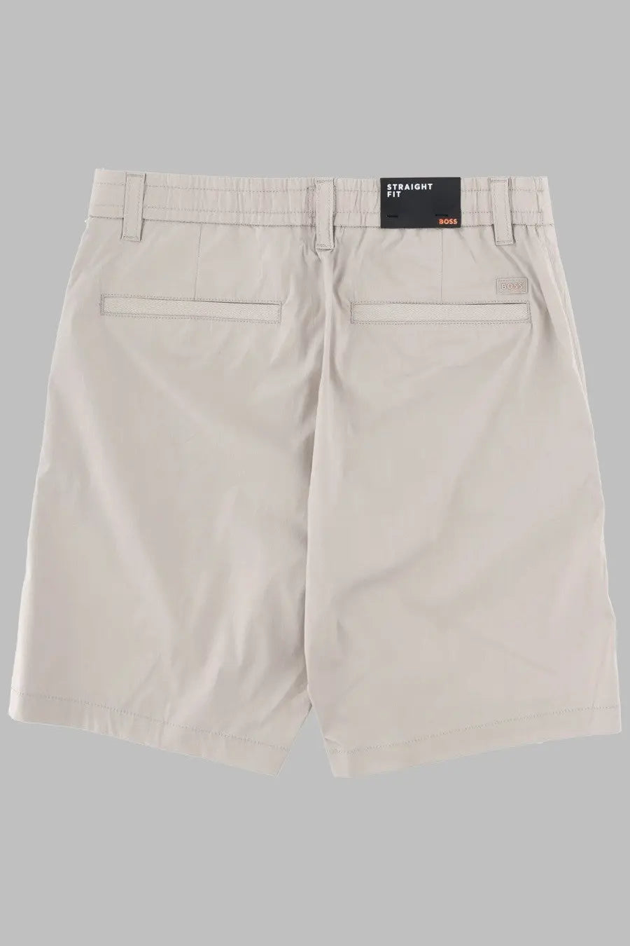 Beige boss men’s straight-fit shorts with woven label and subtle stitching details in con coulisse grey style