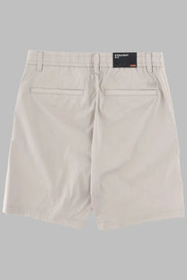 Beige boss men’s straight-fit shorts with woven label and subtle stitching details in con coulisse grey style