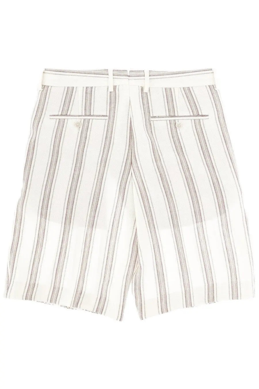 Boss men’s white and gray vertically striped shorts in linen with a clean tailored design