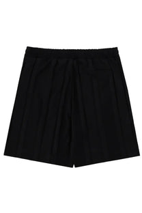 Boss men’s shorts lux Huxley black pleated shorts with elastic waistband and single front pocket in black fabric