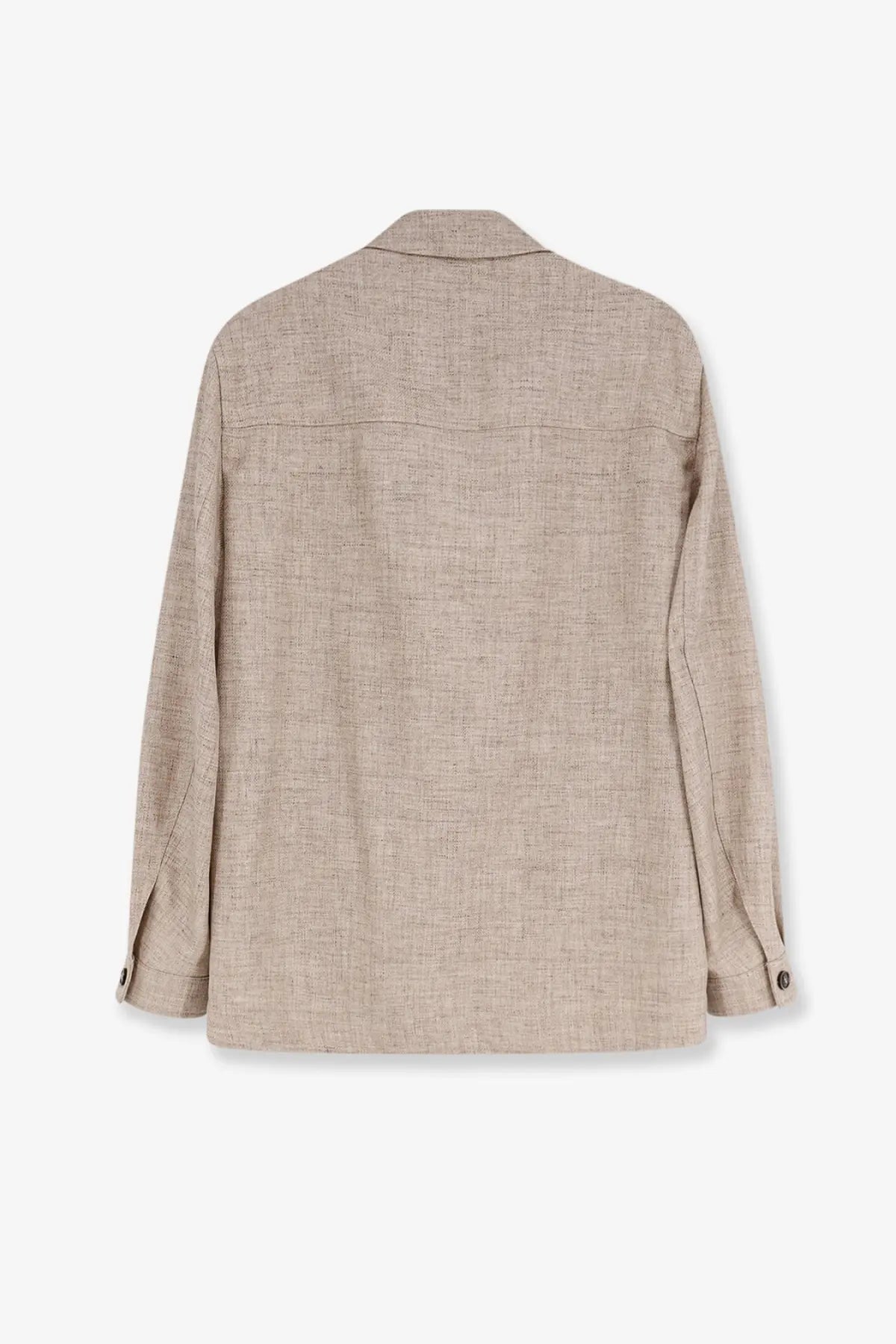 BOSS men’s beige silk and linen blazer with textured fabric subtle woven pattern and buttoned cuffs