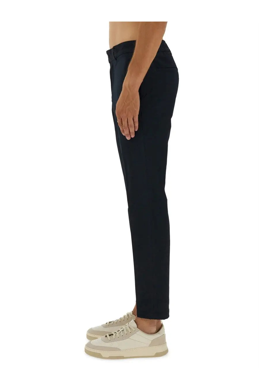 Black slim fit pants by boss featuring a clean tailored cut and subtle creasing for a sharp look