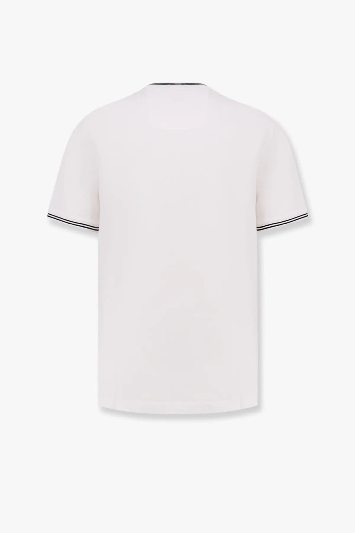 Boss men’s stretch cotton white t-shirt with black double-stripe trim on sleeves and neckline