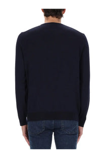 BOSS men’s navy blue crewneck sweater made from soft wool perfect for casual and office wear