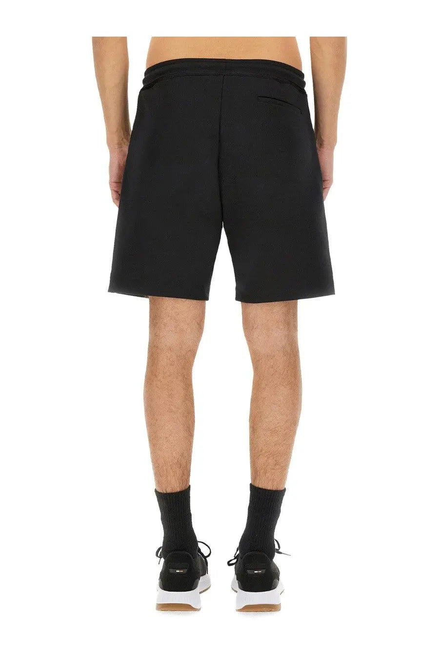 BOSS men’s sweatshirt bermuda black relaxed fit athletic shorts with subtle side pockets for casual wear