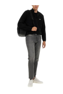BOSS men’s black zip-up sweater with subtle chest logo perfect for casual and formal wear