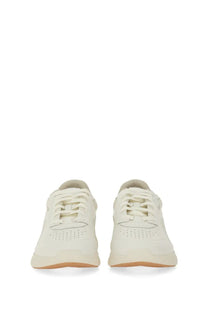 BOSS men’s Titanis sneaker white cream-colored suede with minimalist design and perforated toe box detailing
