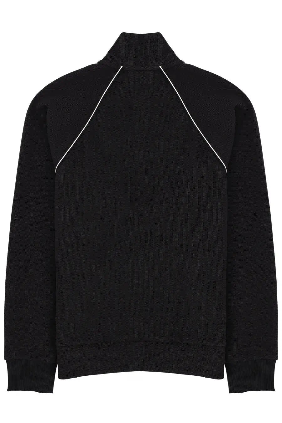 BOSS men’s tracksuit set black featuring a black track jacket with white diagonal seam detailing for athletic wear