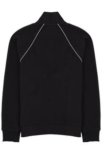 BOSS men’s tracksuit set black featuring a black track jacket with white diagonal seam detailing for athletic wear